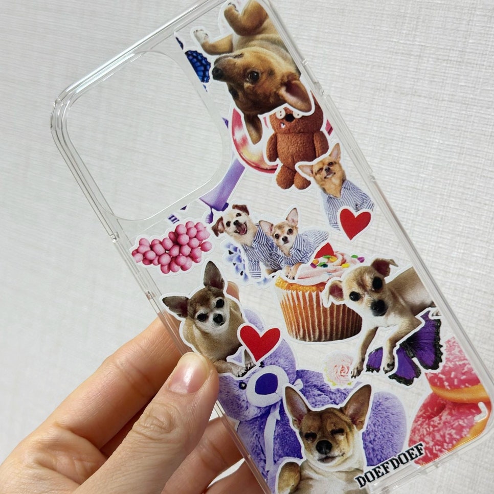 깔치는 개엄마 / 아이폰 14프로 케이스 / 아이폰 커스텀 케이스 / 강아지커스텀케이스 / 반려견커스텀케이스 / 강아지셀카 / 도프도프, image size:966x966